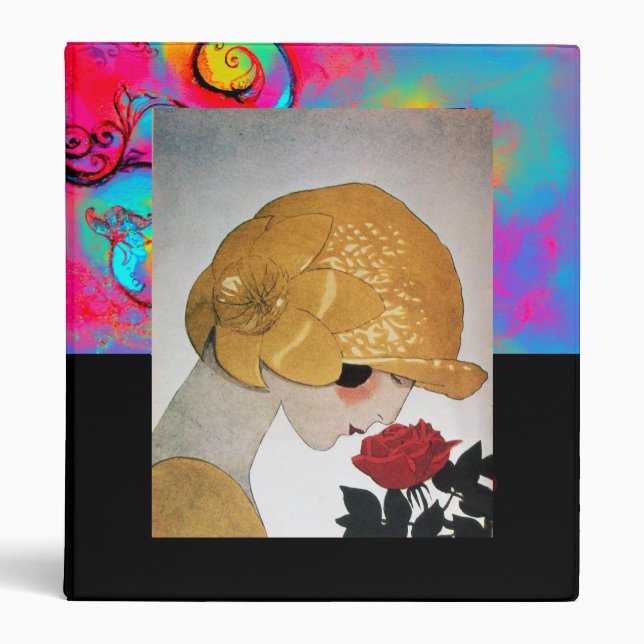 LADY WITH RED ROSE 3 RING BINDER (Front)