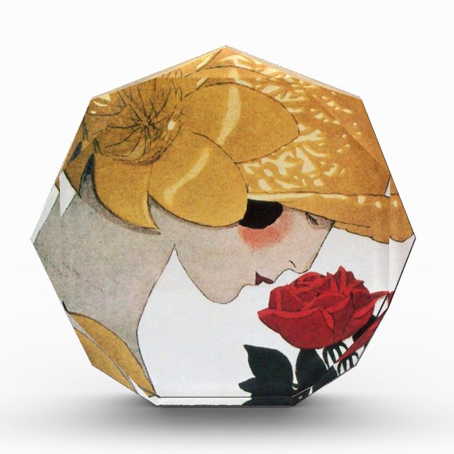 LADY WITH RED ROSE ACRYLIC AWARD (Front)
