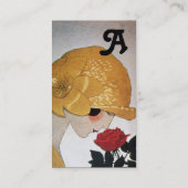 LADY WITH RED ROSE BEAUTY FASHION COSTUME DESIGNER BUSINESS CARD (Back)