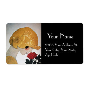 LADY WITH RED ROSE BEAUTY FASHION COSTUME DESIGNER LABEL