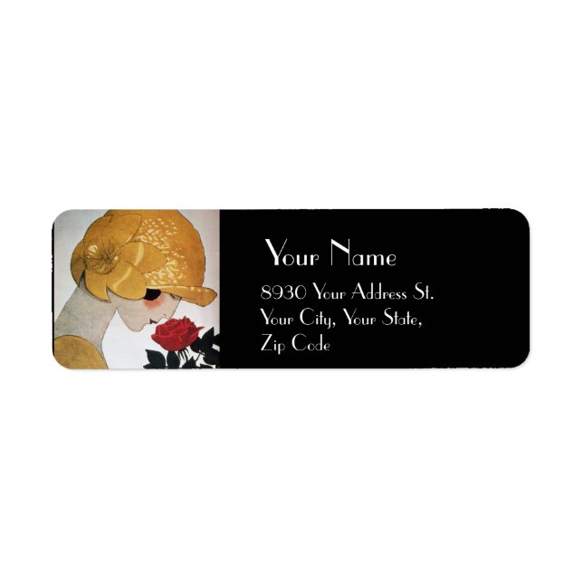 LADY WITH RED ROSE BEAUTY FASHION COSTUME DESIGNER LABEL (Front)