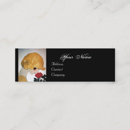 LADY WITH RED ROSE BEAUTY FASHION COSTUME DESIGNER MINI BUSINESS CARD