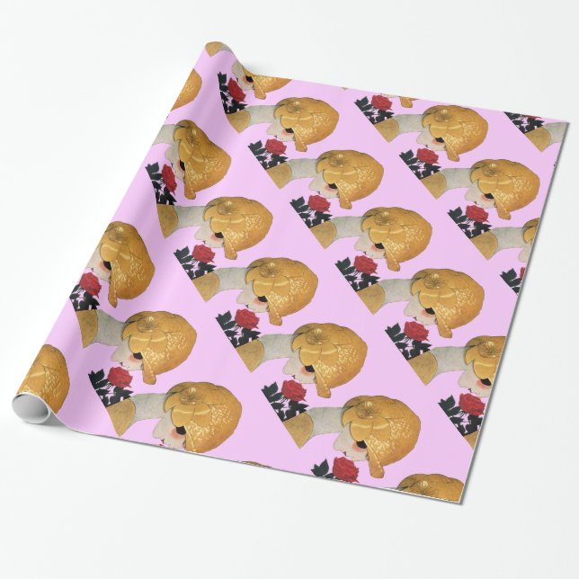 LADY WITH RED ROSE / Beauty Fashion ,Lilac Wrapping Paper (Unrolled)