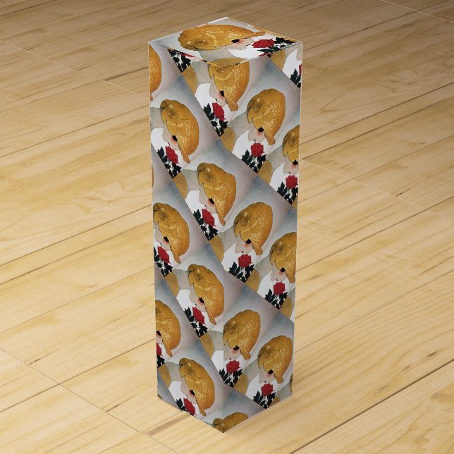 LADY WITH RED ROSE BEAUTY FASHION WINE GIFT BOX (Front)