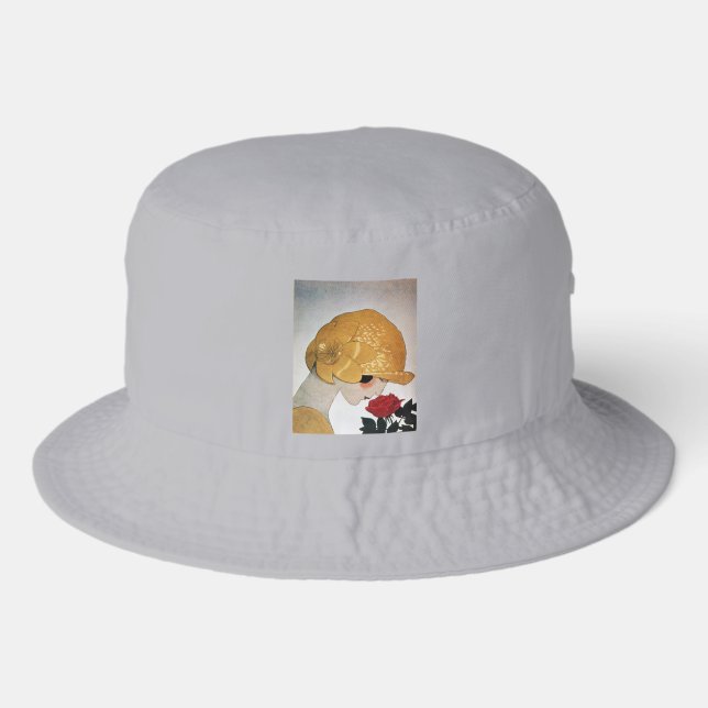 LADY WITH RED ROSE BUCKET HAT (Front)