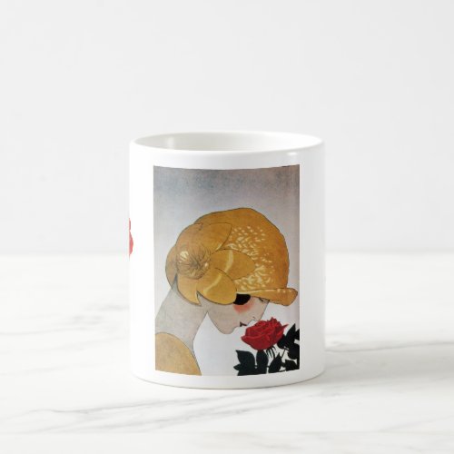 LADY WITH RED ROSE COFFEE MUG