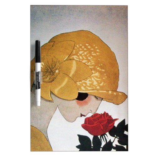 LADY WITH RED ROSE DRY ERASE BOARD