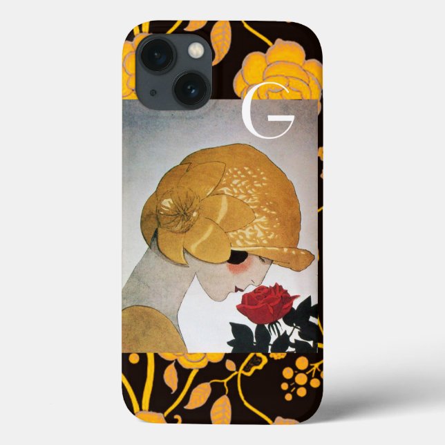 LADY WITH RED ROSE MONOGRAM Case-Mate iPhone CASE (Back)