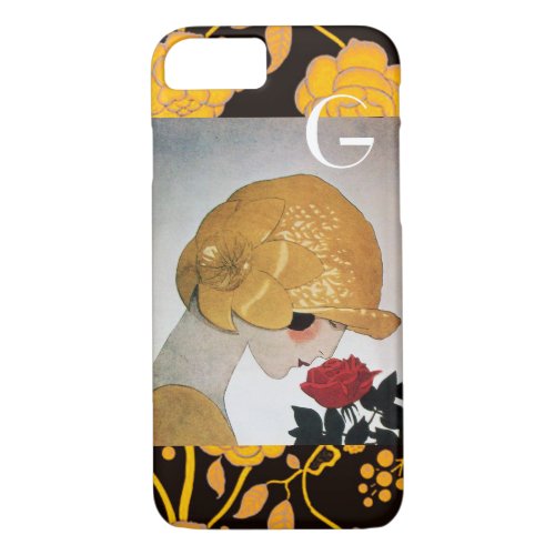 LADY WITH RED ROSE MONOGRAM iPhone 87 CASE