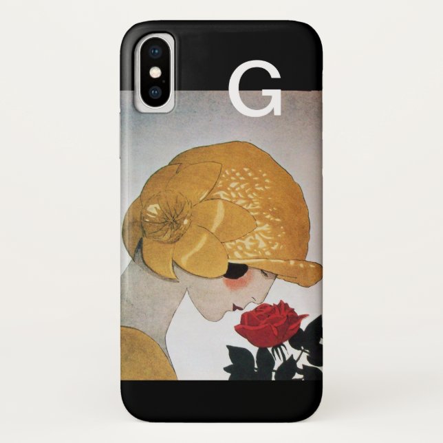 LADY WITH RED ROSE MONOGRAM Case-Mate iPhone CASE (Back)