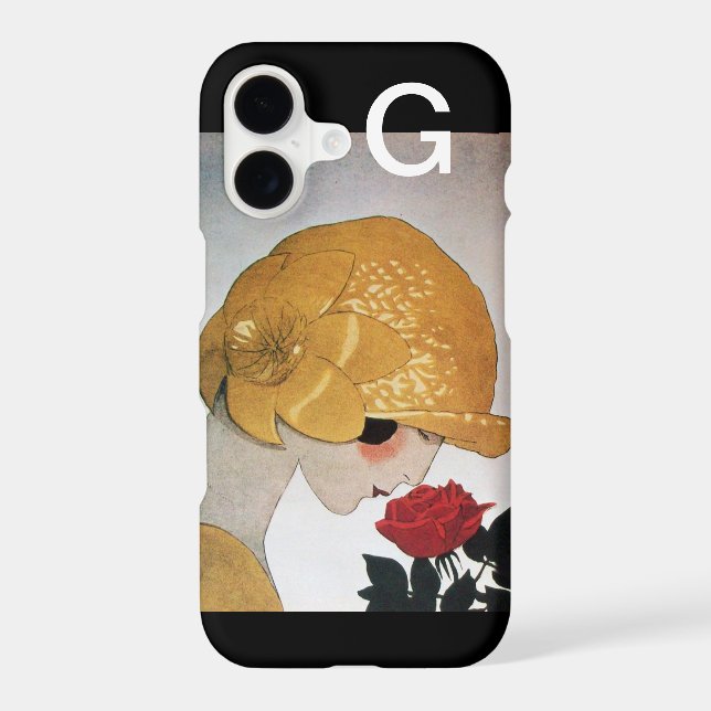 LADY WITH RED ROSE MONOGRAM IPHONE CASE (Back)