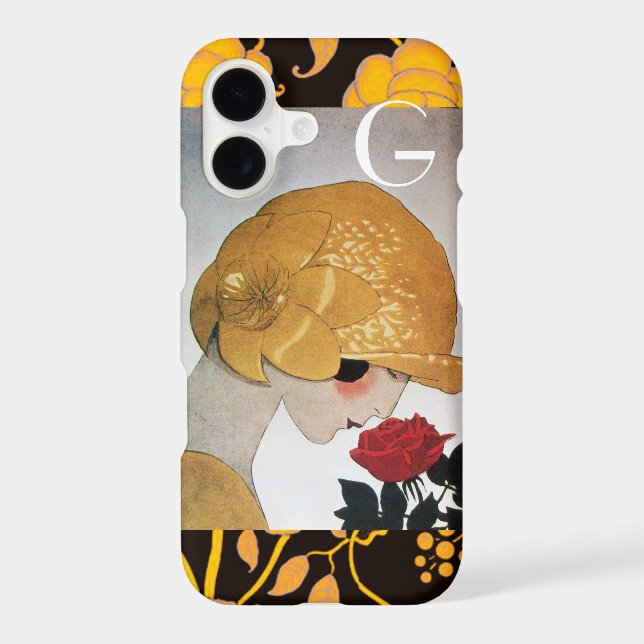 LADY WITH RED ROSE MONOGRAM IPHONE CASE (Back)