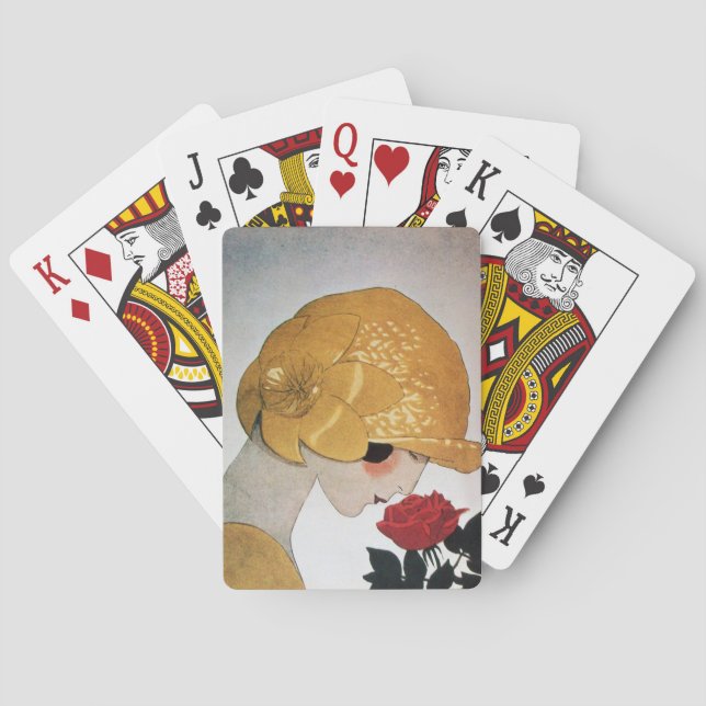 LADY WITH RED ROSE POKER CARDS (Back)