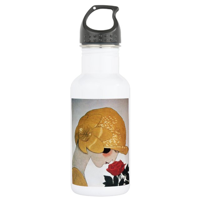 LADY WITH RED ROSE STAINLESS STEEL WATER BOTTLE (Front)