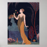 Lady with rose by George Barbier 1914 Poster<br><div class="desc">Art Deco Image from turn of the century</div>