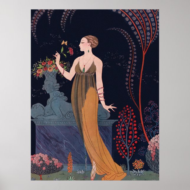 Lady with rose by George Barbier 1914 Poster (Front)