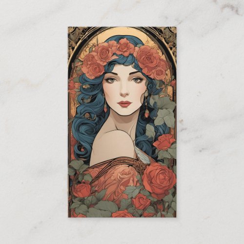 Lady with Roses Business Card