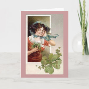 Lady with Shamrocks Card