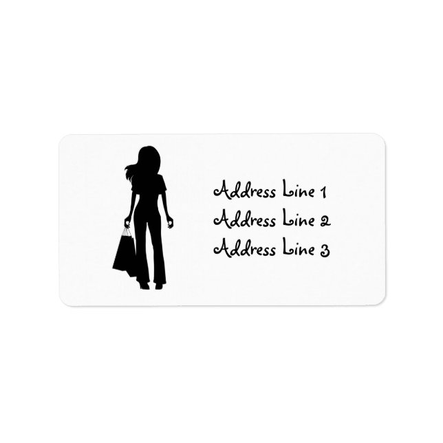 Lady with Shopping Bags Silhouette Address Label (Front)