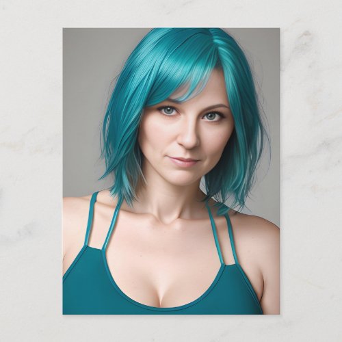 Lady With Teal Hair Postcard