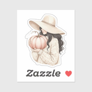 Lady with the pumpkin sticker