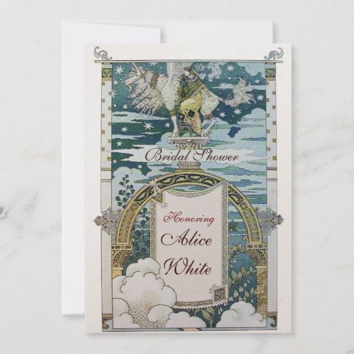 LADY WITH UNICORN BRIDAL SHOWER PARTY Champagne Invitation