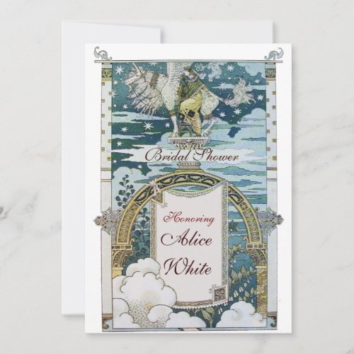 LADY WITH UNICORN BRIDAL SHOWER PARTY INVITATION