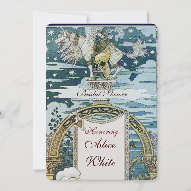 LADY WITH UNICORN BRIDAL SHOWER PARTY INVITATION (Front)