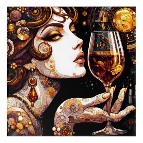 Lady with wine glass acrylic print