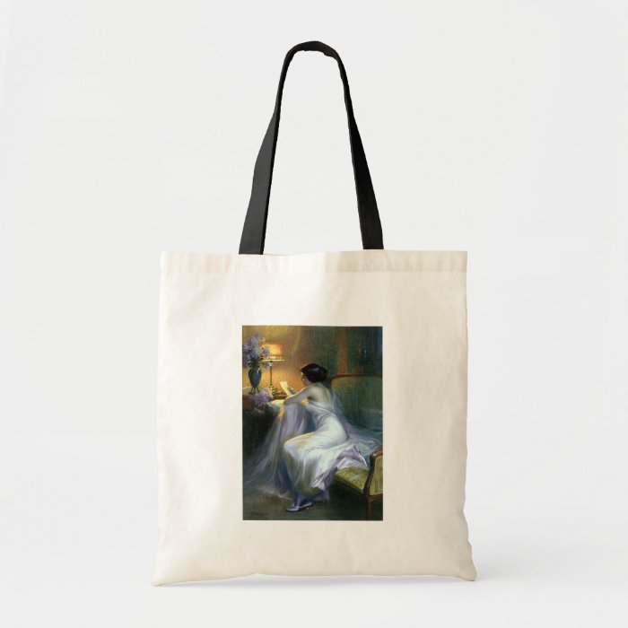 lady woman reading letter antique painting art bags