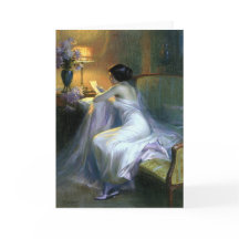 lady woman reading letter antique painting art