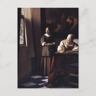 Lady Writing a Letter Postcard