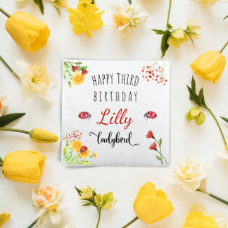 Ladybird Baby Girl Cute Spring Summer Birthday Napkins