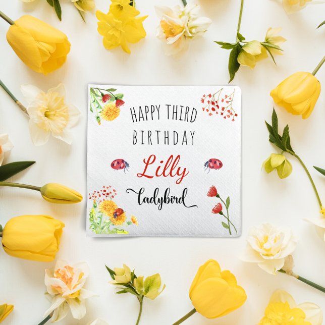 Ladybird Baby Girl Cute Spring Summer Birthday Napkins (Creator Uploaded)