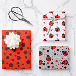 Ladybird Beetles Unique Red black Animal Insect Wrapping Paper Sheets