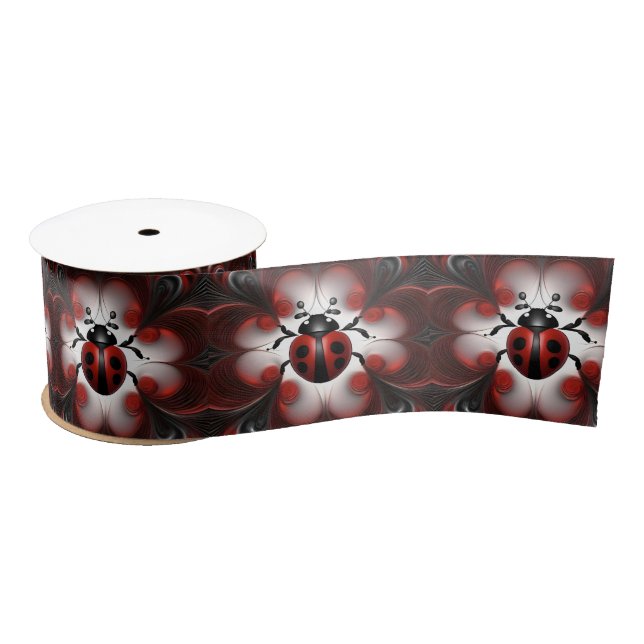 Ladybird Fractal Art Design, Satin Ribbon (Spool)