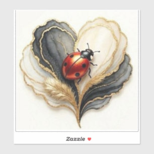 Ladybird Ladybug Heart Leaf Sticker