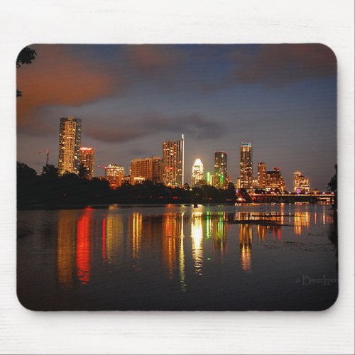 Ladybird Lake Austin Texas Night Skyline Mouse Pad