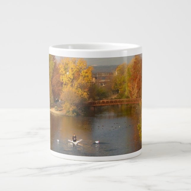Ladybird Lake Fall Rower - Downtown Austin Texas Giant Coffee Mug (Front)