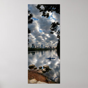 Ladybird Lake Kayak - Skyline - Austin Texas Poster
