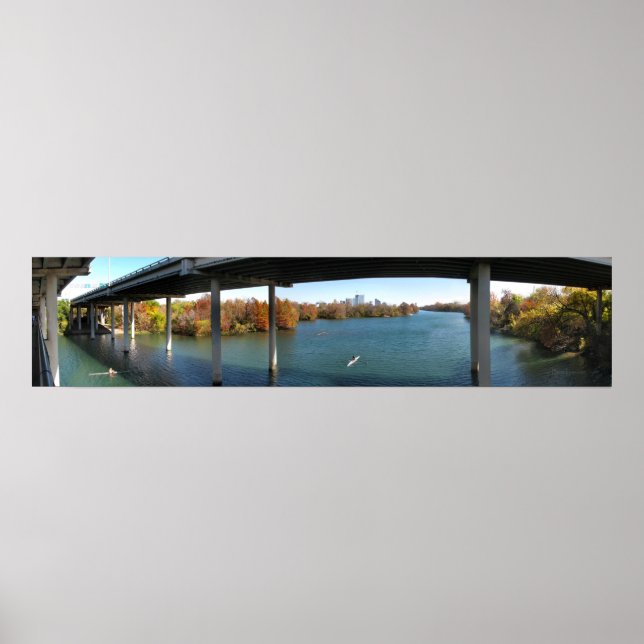 Ladybird Lake Rowers - Austin Texas Skyline Poster (Front)