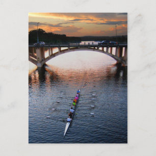 Ladybird Lake Rowing Scull Sunset - Austin Texas Postcard