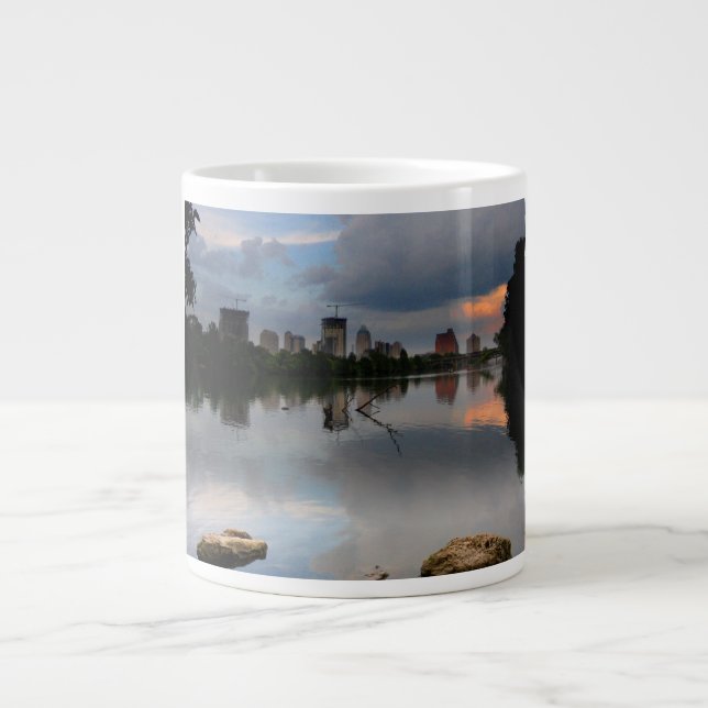 Ladybird Lake Sunrise 1 - Austin Texas Skyline Giant Coffee Mug (Front)