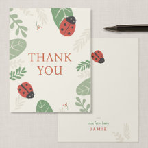 Ladybird Meadow Personalized Baby Thank You Card