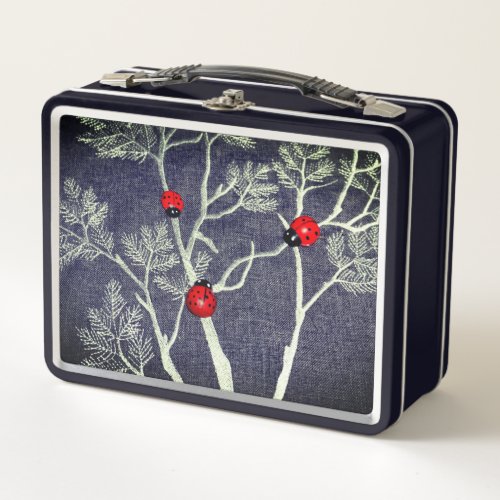 Ladybird Red Spotted Lady Bugs Metal Lunch Box