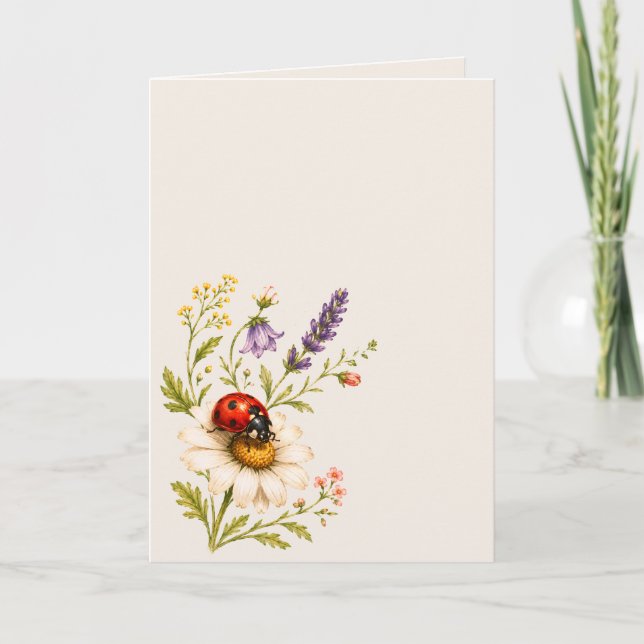 Ladybird Wildflower Card (Front)