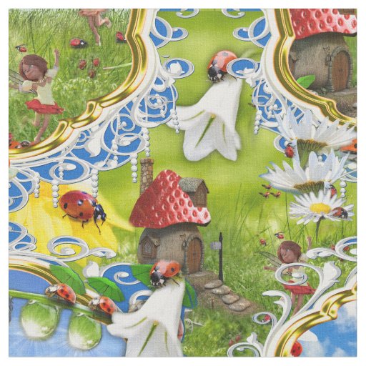 LADYBIRDS AND BUTTERFLIES FABRIC