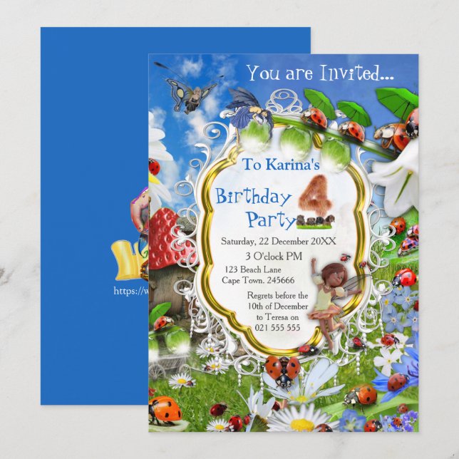 LADYBIRDS AND BUTTERFLIES INVITATION (Front/Back)