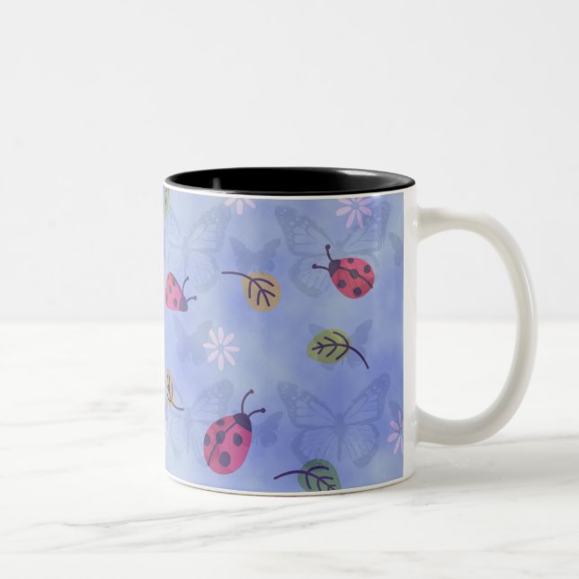 Ladybirds and Butterflies Two-Tone Coffee Mug (Right)