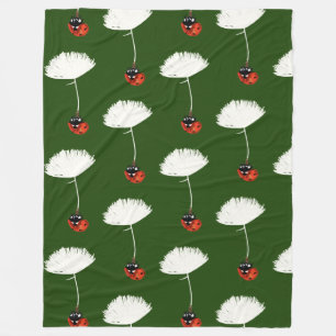 Ladybirds, Fleece Blanket Red Ladybug Illustration